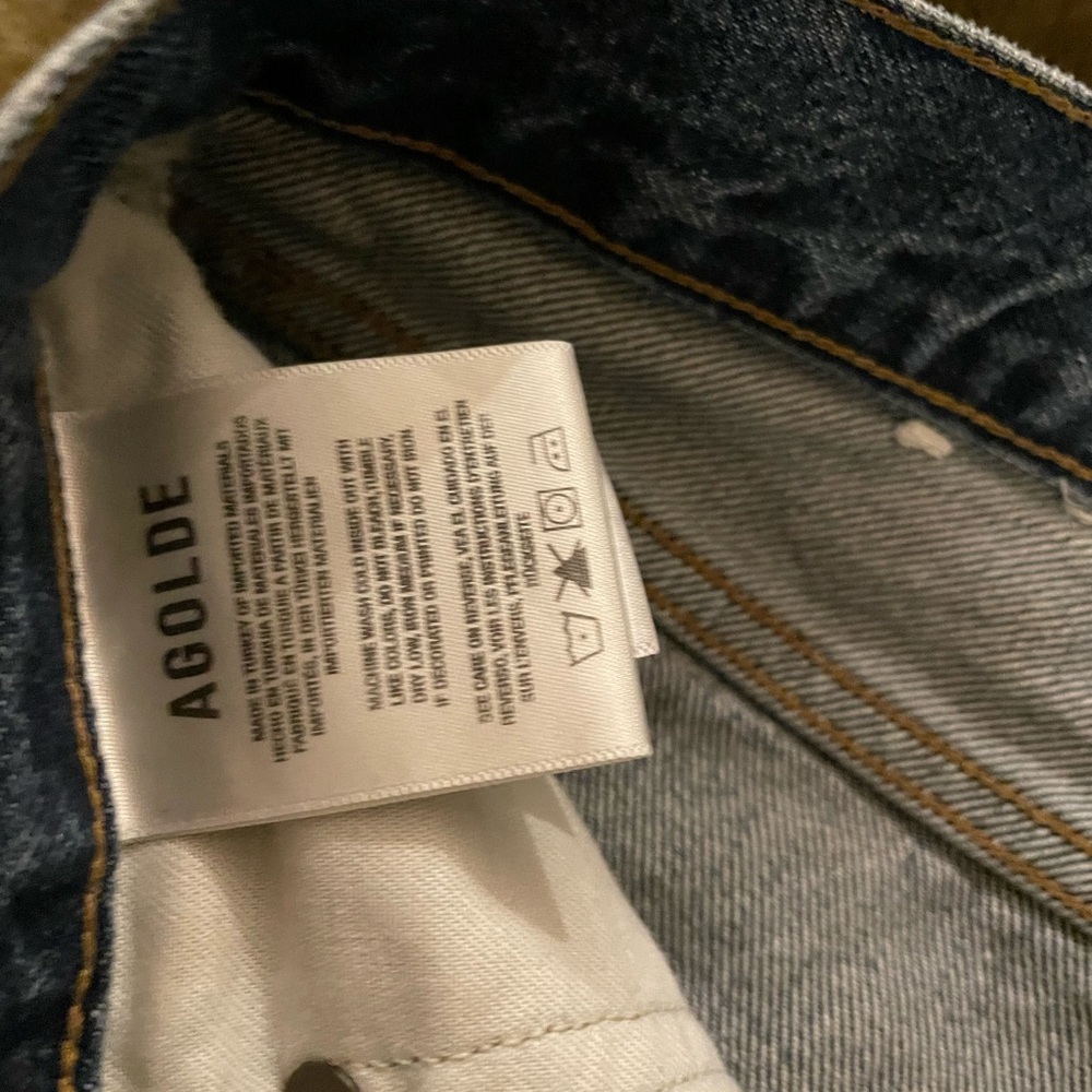 AGOLDE High Rise Straight Jeans - Blue Denim - Picture 3 of 5